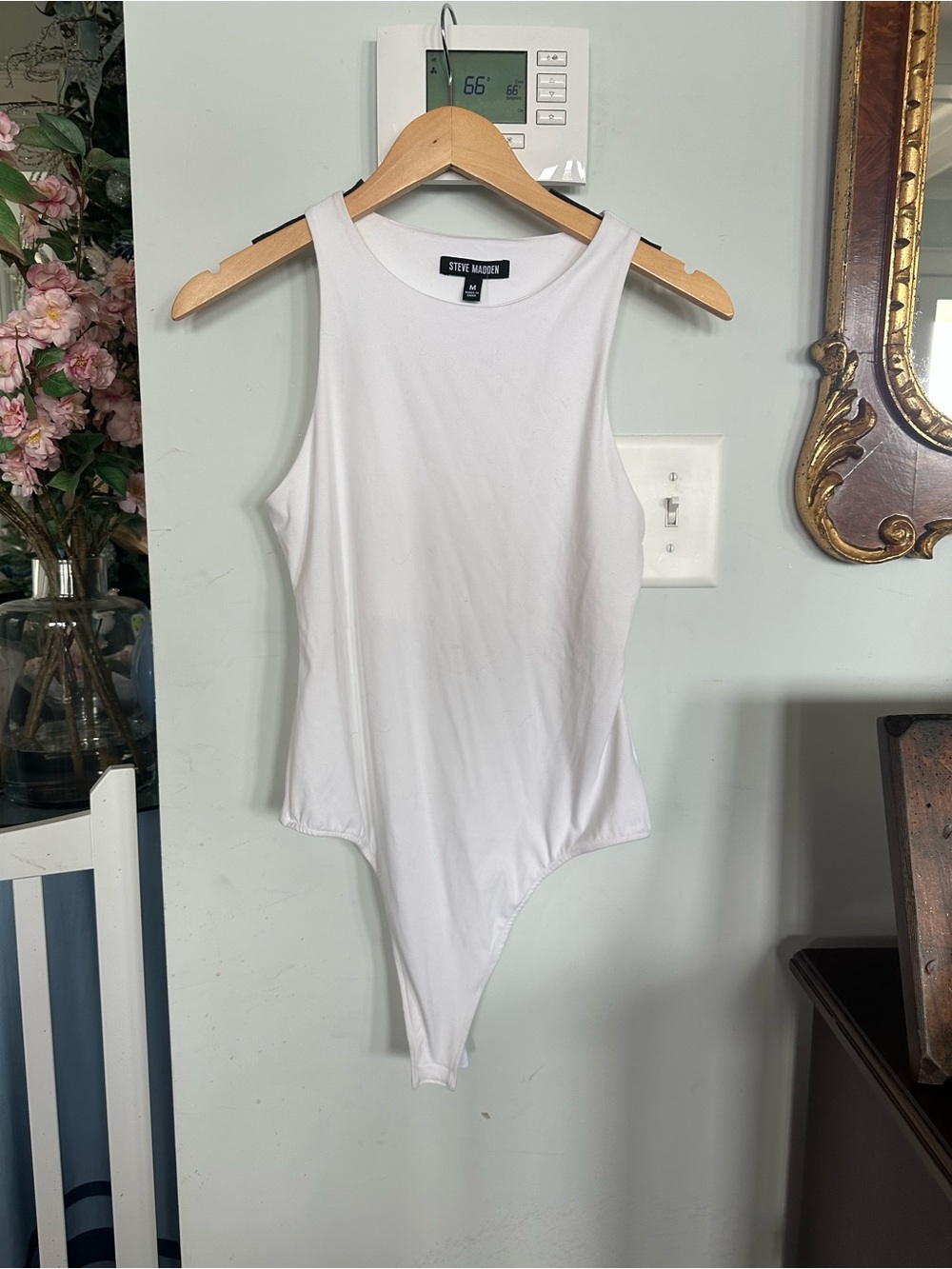 Steve Madden White Sleeveless Tank Bodysuit (never worn)